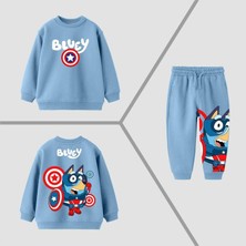 Tios Trend Bluey Kaptan Amerika Baskılı Sweatshirt Alt Üst Takım