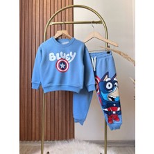 Tios Trend Bluey Kaptan Amerika Baskılı Sweatshirt Alt Üst Takım