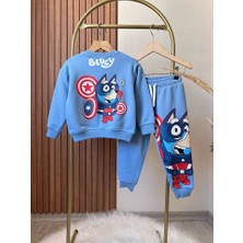 Tios Trend Bluey Kaptan Amerika Baskılı Sweatshirt Alt Üst Takım