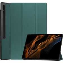 Seashell Digital Samsung Galaxy Tab S9 Ultra Pu Deri Üç Katlı Stand Akıllı Tablet Kılıfı (Yurt Dışından)