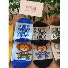 Bebek Meselesi 4'lü Bearba Desen Erkek Bebe Kaydırmaz Taban Mevsimlik Soket Çorap