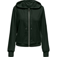 Only Kapüşon Yaka Düz Yeşil Kadın Sweatshırt Onlrebel L/s Zıp Strıng Hood cc Swt