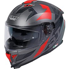 Sway Kapalı Kask Sw 865 St Gri Kırmızı