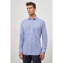 Saks Uzun Kol Kareli Desen Yarım İtalyan Cepli Classic Comfort Fit Gömlek 1004245188