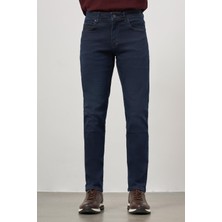 İmza Lacivert Düz Gabardin Slim Fit Casual Denim Pantolon 1023245154