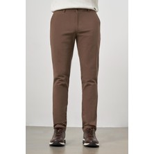 İmza Koyu Vizon Pamuklu Yandan Cepli Casual Slim Fit Chino Pantolon 1003245102