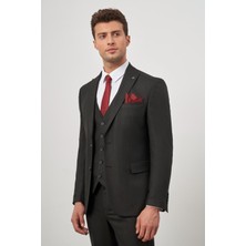Siyah Kılıç Yaka Yelekli 6 Drop Slim Fit Classic Takım Elbise 1001245153