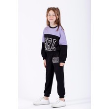 Kız Çocuk Lila Renkli Girls Baskılı Eşofman Takım