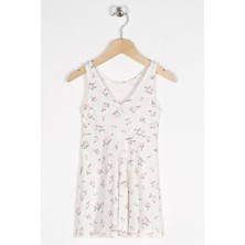 Zepkids Kız Çocuk Regular Fit Gül Desenli Kolsuz Elbise