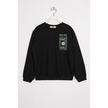 Zepkids Ön Arka Dijital Baskı Detaylı Siyah Renk Erkek Çocuk Sweatshirt