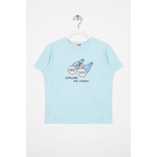 Zepkids See You Baskılı Buz Mavisi Renk Erkek Çocuk Tshirt