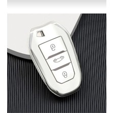 Satışmax Peugeot 208 308 508 2008 3008 5008 Rifter Nano Anahtar Kılıfı Beyaz Gümüş Renk 1.ci Kalite