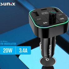 Sunix Fm Modulator 3.4A 20W Araç Şarj Aleti Mdl-14