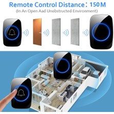 Techtic 2 Alıcı 1 Buton Kapı Zili LED Işıklı Uzaktan Kumandalı Kablosuz Uzun Mesafe Yüksek Sesli