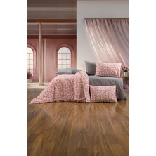 Garden Room Çift Kişilik Labirent Somon/gri Pamuklu Nevresim Takımı - Lastikli Çarşaflı ve Yastık Kılıflı