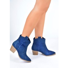 UYG Metal Detay Lacivert Süet Kadın Bot