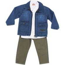 Bebegen Erkek Çocuk Gri Ceketli Gömlekli Yeşil Pantolonlu Lüx 3'lü Takım