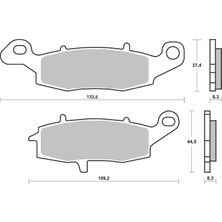 Suzuki Bak Brakes Fmb-032R-S Suzuki V-Strom Dl 650, Vl 800 Volusia, Gsx 600F.Kawasakı Vn 1600. Ön Sağ Fren Balatası Yarı Sinter Kalite