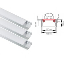 Sese Alüminyum LED Kanalı LED Profili ve Beyaz Üst Kapağı 3x1 Metre Boş Kasa 724-01