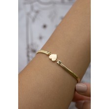 ÇGK KUYUMCULUK  Balıksırtı Zincir  Kalp Altın Bileklik CGKBLK0161