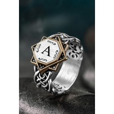 Osmanlı Gümüş Erkek Gümüş Yüzük - Harf Yazılabilir Sarmal Model Zirkon Taşlı Erkek Yüzük