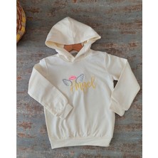 Rigel Kids Ekru Renk, Nakış Işlemeli Kapüşonlu Kız Çocuk Sweatshirt