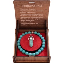Taru Pasaj Hediye Kutulu Doğal Turkuaz Taşlı Bileklik ve Kalp Kolyeli Set