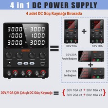 0-30V/10A-60V/10A-30V/20A Ayarlanabilir Dc Güç Kaynağı Voltaj Regülatörü Çift Çıkışlı Siyah