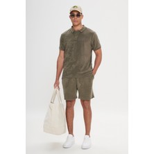 ALTINYILDIZ CLASSICS Erkek Haki Standart Fit Normal Kesim Havlu Şort