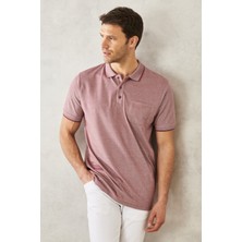 AC&Co / Altınyıldız Classics Erkek Çekmeyen Pamuklu Kumaş Regular Fit Rahat Kesim Bordo Kıvrılmaz Polo Yaka Cepli Tişört