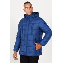 Altınyıldız Classics Erkek Mavi Standart Fit Normal Kesim Dik Yaka Dolgulu Outdoor Şişme Kaban Mont