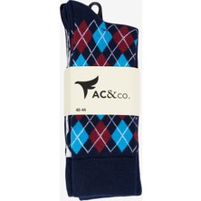 Altınyıldız Classics Erkek Lacivert-gri Pamuklu Desenli 3'lü Soket Çorap