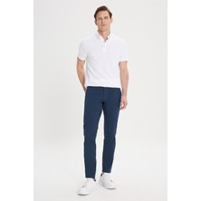 Altınyıldız Classics Erkek Lacivert Kanvas Slim Fit Dar Kesim Yan Cep Esnek Chino Pantolon
