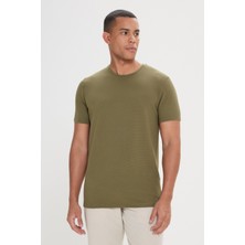 Altınyıldız Classics Erkek Haki Slim Fit Dar Kesim Modal Bisiklet Yaka Yumuşak Tuşeli Esnek Basic Tişört