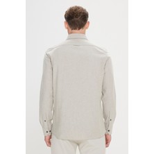 ALTINYILDIZ CLASSICS Erkek Haki Slim Fit Dar Kesim Düğmeli Yaka Pamuklu Oxford Gömlek