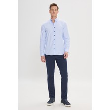 Altınyıldız Classics Erkek Açık Mavi Düğmeli Yaka Tailored Slim Fit Oxford Gömlek