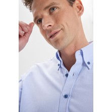 Altınyıldız Classics Erkek Açık Mavi Düğmeli Yaka Tailored Slim Fit Oxford Gömlek
