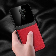 Xiaomi Redmi 9 Kılıf Zebana Lens Deri Kılıf Kırmızı