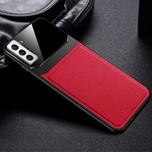 Zebana Samsung Galaxy S21 Plus Kılıf Zebana Lens Deri Kılıf Kırmızı
