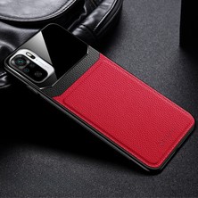Zebana Xiaomi Redmi Note 10 Kılıf Zebana Lens Deri Kılıf Kırmızı
