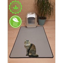 Serypet 75X100 Cm 3XL Büyük Boy Kedi Tuvalet Önü Paspası Kedi Kumu Paspası Kedi Matı Açık Gri