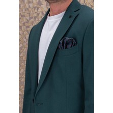 Paco Romano Erkek Slim Fit Mono Yaka Yarım Astar Yeşil Takım Elbise