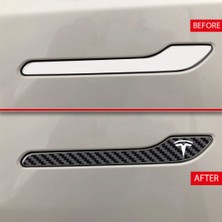Ipg Tesla Model 3 - Model Y Için Özel Kesim Tesla Logolu Kapı Kolu Sticker Seti (4'Lü Set)