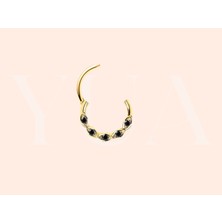 Yua Jewelry Beş Siyah Pırlanta Taşlı Helix/kıkırdak/daith/lobe Halka Piercing 14 Ayar Altın Küpe