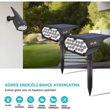 DLS Güneş Enerjili 25 Watt Beyaz Işık Çim Çiçek Bahçe Ağaç Solar Aydınlatma Armatürü