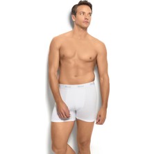 Erkek Beyaz Pamuklu Likralı Boxer 156