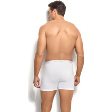 Erkek Beyaz Pamuklu Likralı Boxer 156