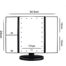 Asfal Büyüteçli 22 Led Işıklı Katlanabilir Açısı Ayarlanabilir Taşınabilir Masaüstü Pilli Dokunmatik Makyaj Aynası