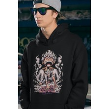 Sevbano Monkey D. Luffy Gear 5 Baskılı Unisex Oversize Anime Hoodie