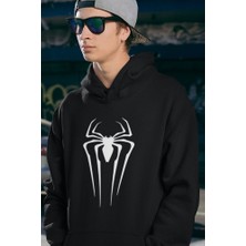 Sevbano Marvel Örümcek Adam Logo Baskılı Unisex Hoodie, Oversize Spider-Man Hoodie